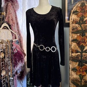 Betsey Johnson Black Velvet Long Sleeve Dress